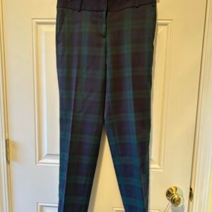 LOFT Navy and Teal Plaid Pants